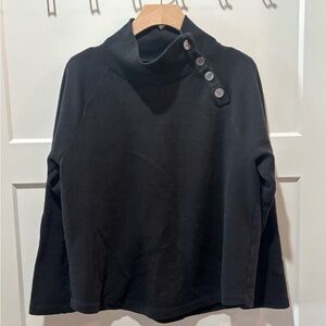 J. Crew Black Button-Shoulder Cowl Sweater